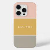 カラーブロックピンク金ゴールドグレーストライプモノグラム Case-Mate iPhoneケース (裏面)