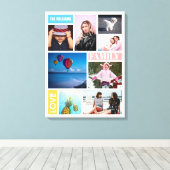 カラーブロックファミリーラブ8フォトコラージュ名 キャンバスプリント (インサイチュ (ウッドフロア))