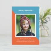 カラーブロックフォト子供の誕生日 招待状 (スタンド正面)