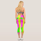 カラーブロックブライトはっきりしたレトロプリント カプリレギンス (裏面)