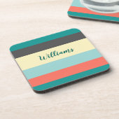 カラーブロックプラスチックコースター（コルクバック付） コースター (左側)