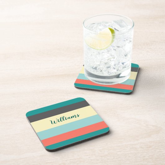 カラーブロックプラスチックコースター（コルクバック付） コースター (右側)