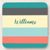 カラーブロックプラスチックコースター（コルクバック付） コースター (正面)