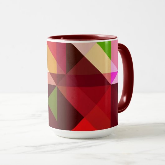カラーブロックマゼンタピンクのジオアートマカラフルグ マグカップ (正面右)