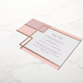 カラーブロックミッドセンチュリーモダン婚約 箔招待状 (回転した状態)