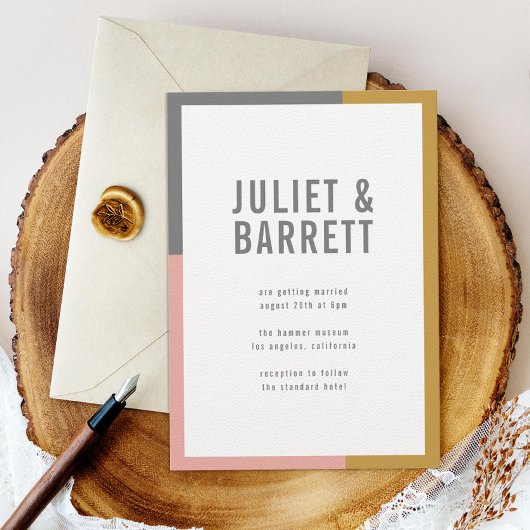 カラーブロックミニマルの結婚プレミアム 招待状