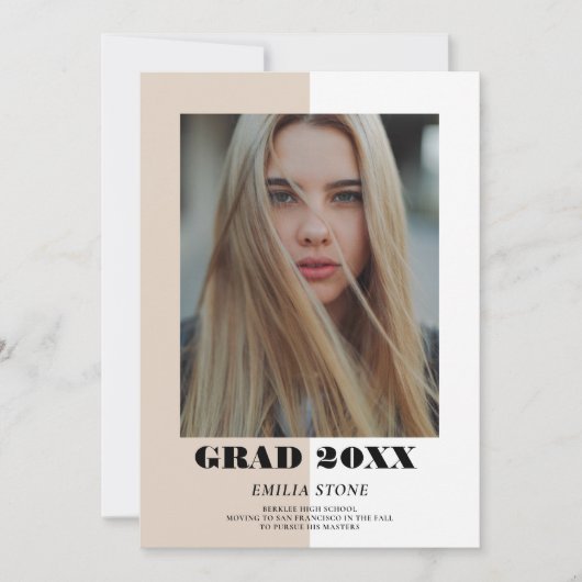 カラーブロックモダンの卒業発表 案内状 (正面)