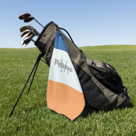 カラーブロックモダンシンプルモノグラムの ゴルフタオル