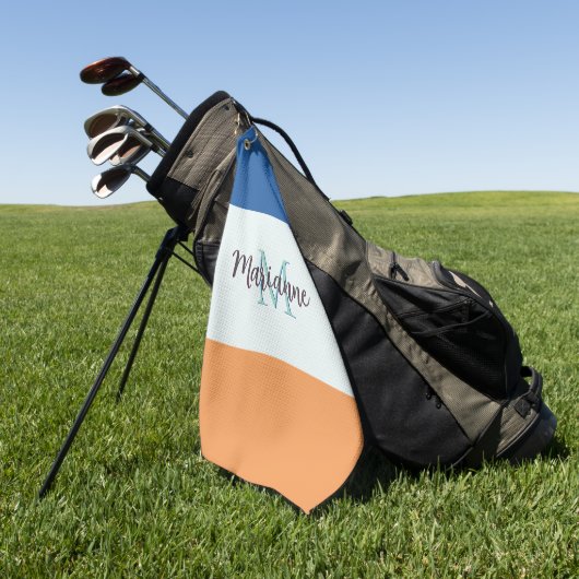 カラーブロックモダンシンプルモノグラムの ゴルフタオル (グリーン)