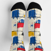 カラーブロックモダンブラシストローク付き抽象芸術ソックス ソックス (上部)