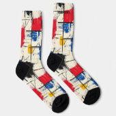 カラーブロックモダンブラシストローク付き抽象芸術ソックス ソックス (右)