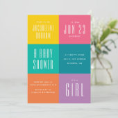 カラーブロックモダンベビーシャワー招待状 (スタンド正面)