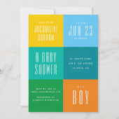 カラーブロックモダンベビーシャワー招待状 (正面)