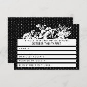 カラーブロックモダン水玉模様RSVP結婚のカード 出欠カード (正面/裏面)