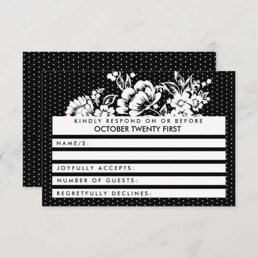 カラーブロックモダン水玉模様RSVP結婚のカード 出欠カード (正面/裏面)