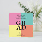 カラーブロックモダンGRADオープンハウス 招待状 (スタンド正面)