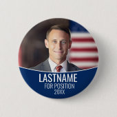 カラーブロック付きキャンペーンフォト – 青と白 缶バッジ (正面)