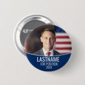 カラーブロック付きキャンペーンフォト – 青と白 缶バッジ (正面&裏面)