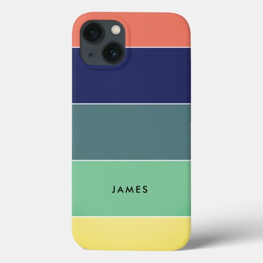 カラーブロック名レトロストライプブルーグリーンピンク Case-Mate iPhoneケース (裏面)