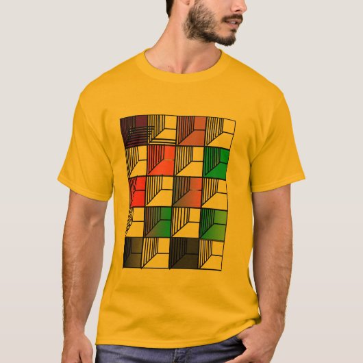 カラーブロック抽象グラフィックTシャツ Tシャツ (正面)