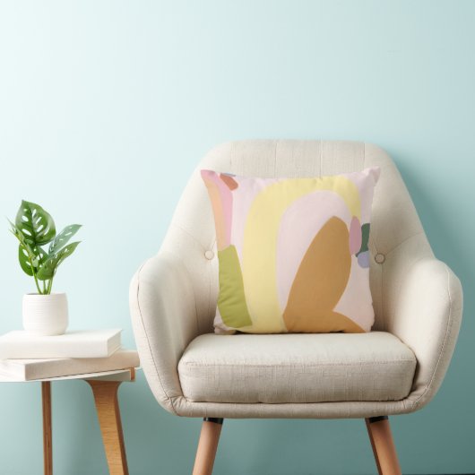 カラーブロック抽象画 オリジナルアート クッション (椅子)