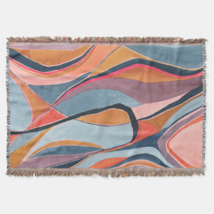 カラーブロック抽象的な水彩画アート スローブランケット