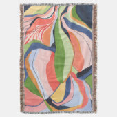 カラーブロック抽象的な水彩画アート スローブランケット (正面縦)