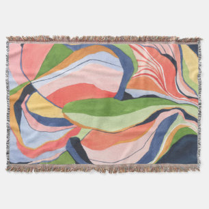カラーブロック抽象的な水彩画アート スローブランケット