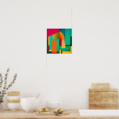 カラーブロック抽象芸術絵画の ポスター (キッチン)