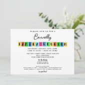 カラーブロック楽しいパーティー家族再会招待状 招待状 (スタンド正面)