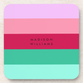 カラーブロック横ストライプビバマゼンダ春 コースター