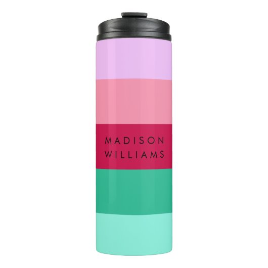 カラーブロック横ストライプビバマゼンダ春 タンブラー (正面)