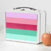 カラーブロック横ストライプビバマゼンダ春 メタルランチボックス (インサイチュ)