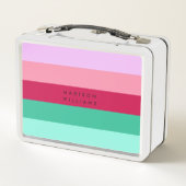 カラーブロック横ストライプビバマゼンダ春 メタルランチボックス (裏面)