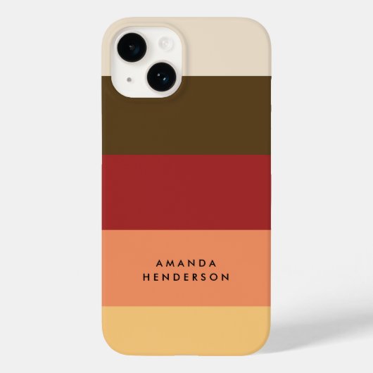 カラーブロック横ストライプ線パーソナライズされた名 Case-Mate iPhoneケース (裏面)