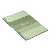 カラーブロック水平セージ緑のストライプモノグラム ノートブック (右側)