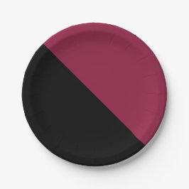 カラーブロック紙プレート（ブラック&ベリーレッド） ペーパープレート