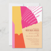 カラーブロック結婚のリハーサルディナー夏ID740 招待状 (正面)