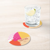 カラーブロック結婚の夏ID740 ラウンドペーパーコースター (インサイチュ)