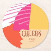 カラーブロック結婚の夏ID740 ラウンドペーパーコースター (正面)