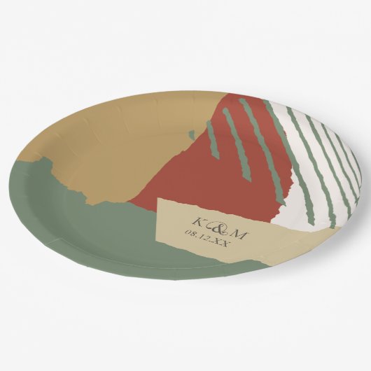 カラーブロック結婚の秋ID740 ペーパープレート (アングル)