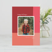 カラーブロック背景 ホリデー フォト カード (スタンド正面)