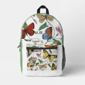 カラーブロック蝶オリーブグリーン プリントバックパック (正面)