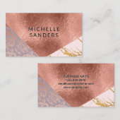 カラーブロック金ゴールド大理石ダマスクバラゴールドフォイル 名刺 (正面/裏面)