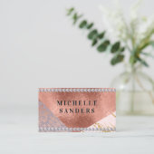 カラーブロック金ゴールド大理石バラゴールドフォイル |ダイヤモンド 名刺 (スタンド正面)