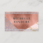 カラーブロック金ゴールド大理石バラゴールドフォイル |ダイヤモンド 名刺 (正面)