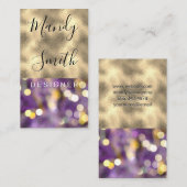 カラーブロック金箔 |紫の《写真》ぼけ味灯 名刺 (正面/裏面)
