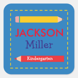 カラーブロック鉛筆 – 学校ラベル スクエアシール