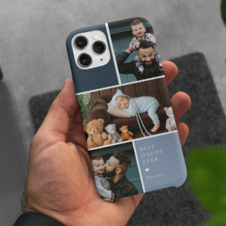 カラーブロック3フォトコラージュ |最高のパパ iPhone 15 PRO MAXケース