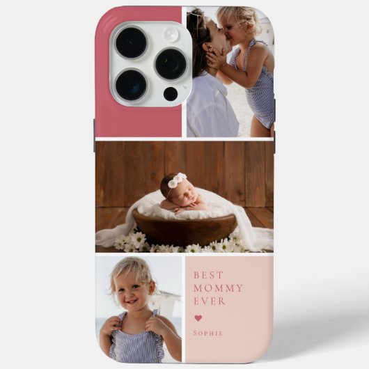 カラーブロック3枚フォトコラージュ | 史上最高のママ Case-Mate iPhoneケース (裏面)